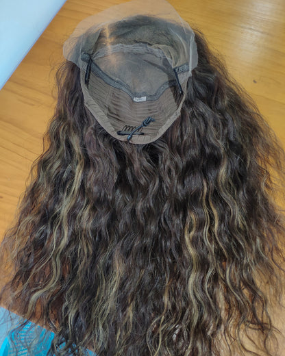 Nerina | Perruque Lace Closure Suisse Sans Colle Ondulée Lâche avec Raie Latérale de 20" - WW069
