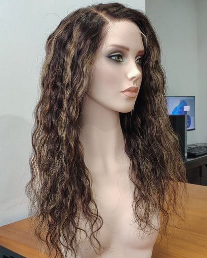 Nerina | Perruque Lace Closure Suisse Sans Colle Ondulée Lâche avec Raie Latérale de 20" - WW069