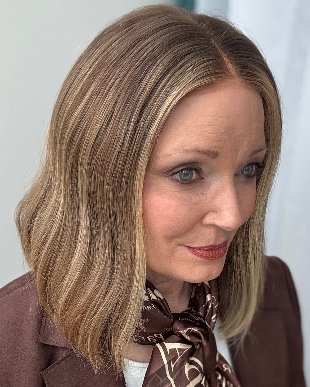 Ember | 14" Brown with Blonde Highlight Wavy Bob Glueless Swiss Lace Closure Wig - WW046