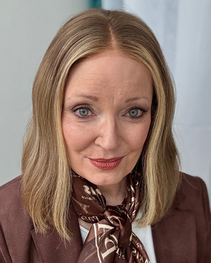 Ember | 14" Brown with Blonde Highlight Wavy Bob Glueless Swiss Lace Closure Wig - WW046