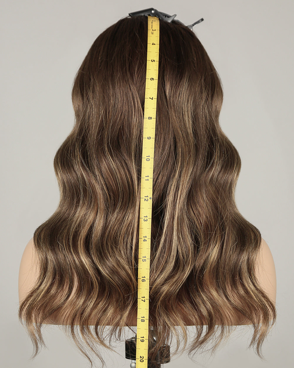 Talia | 20" Brown with Blonde Highlight Body Wave Glueless Swiss Lace Closure Wig - WW034