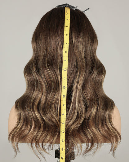 Talia | 20" Brown with Blonde Highlight Body Wave Glueless Swiss Lace Closure Wig - WW034