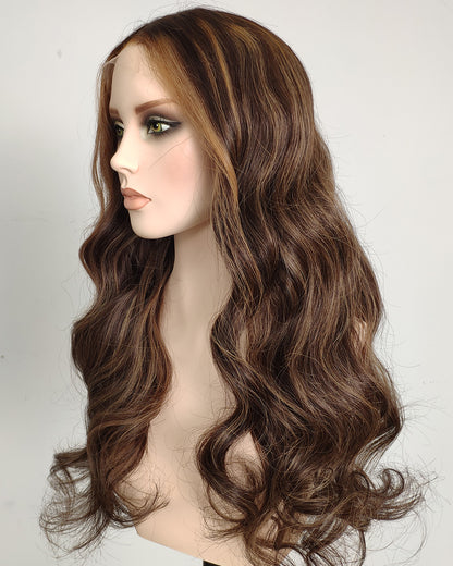 Nerina | Perruque Lace Closure Suisse Sans Colle Ondulée Lâche avec Raie Latérale de 20" - WW069