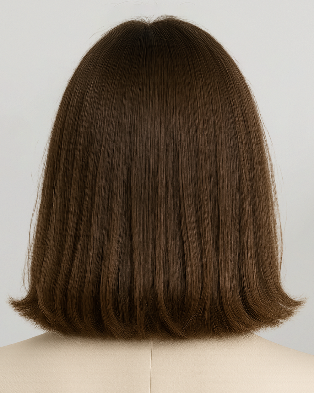 Briar | 14" Chestnut Brown Straight Bob with Bang Glueless Swiss Lace Closure Wig - WS017