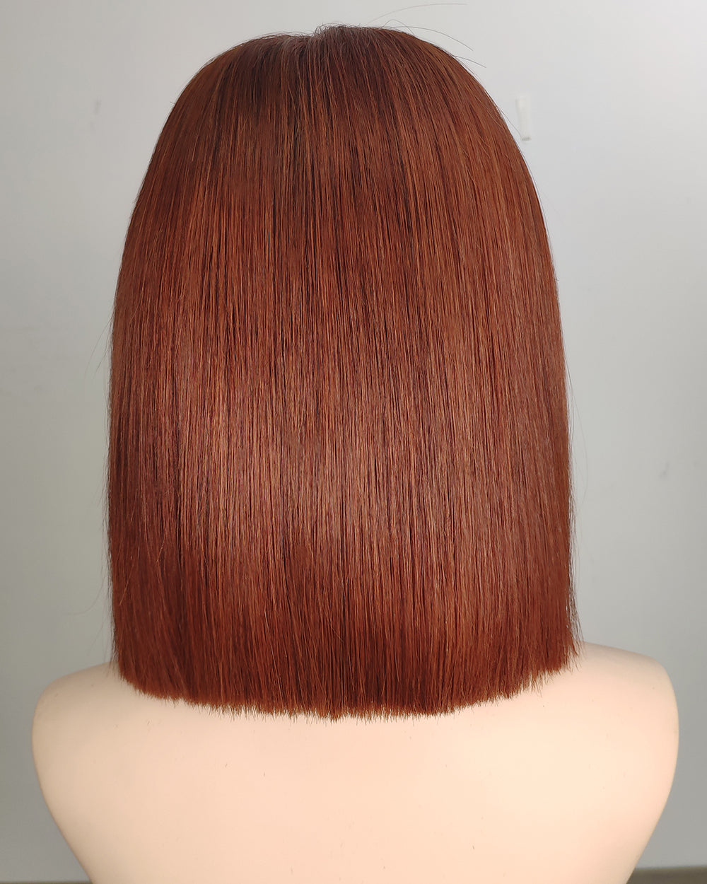 Clearance | 12 Inches Cinnamon Copper Bob Human Hair Swiss Lace Front Wig - RT-2234