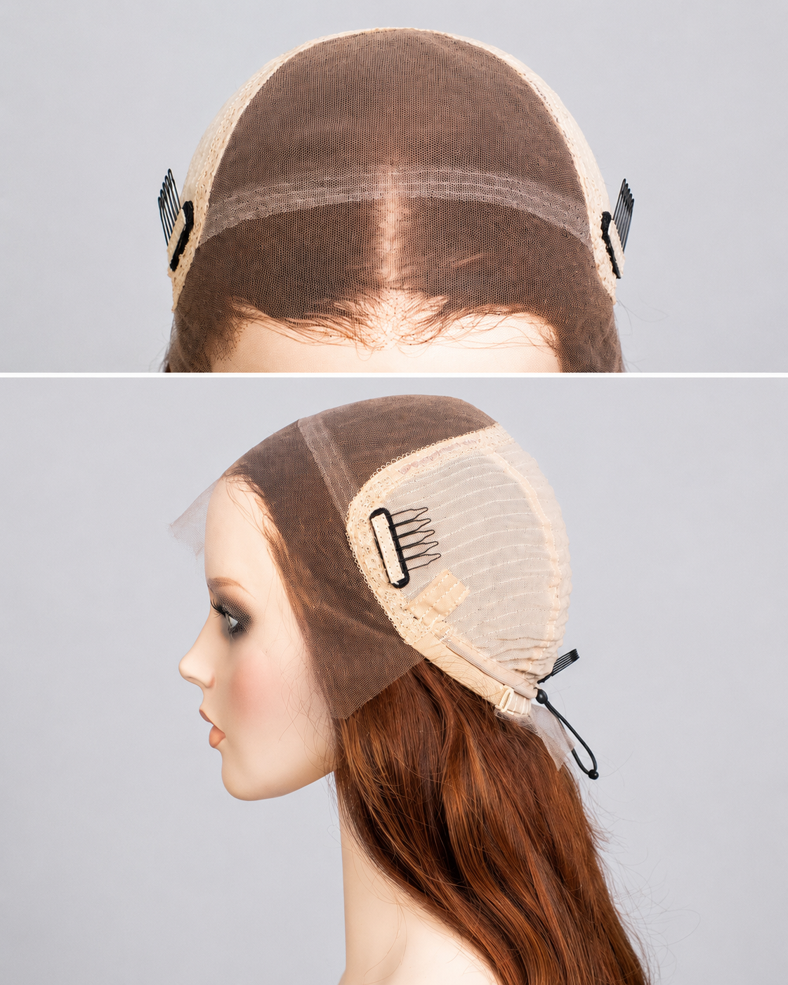 Clearance | 24 Inches Cinnamon Copper Brown Wavy Human Hair Swiss Lace Front Wig - RTWY-1955