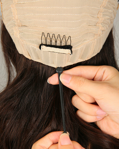 Clearance | 16 Inches Dark Roots Brown Hair Swiss Lace Closure Wigs - RTW-571