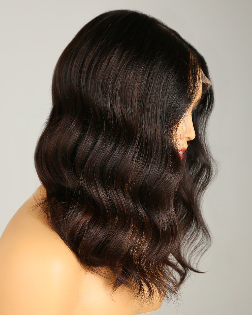 Clearance | 16 Inches Dark Roots Brown Hair Swiss Lace Closure Wigs - RTW-571