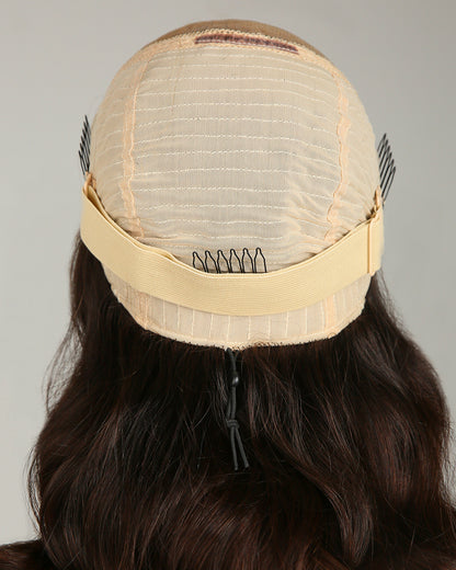 Clearance | 16 Inches Dark Roots Brown Hair Swiss Lace Closure Wigs - RTW-571