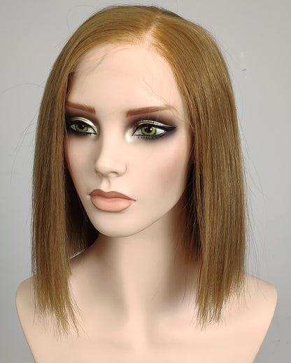 Clearance | 14 Inches Human Hair Bob Swiss Lace Closure Wig - RT-2275