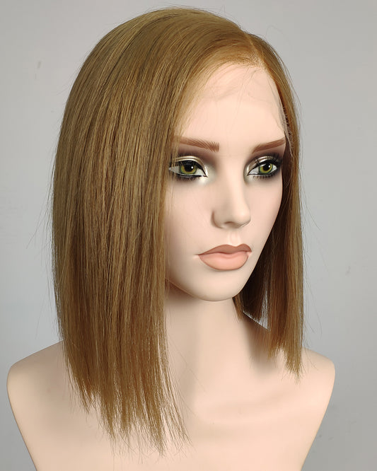 Ausverkauf | 22 Zoll Aschblond Lang Gewellt Echthaar Swiss Lace Closure Perücke - RT-2189