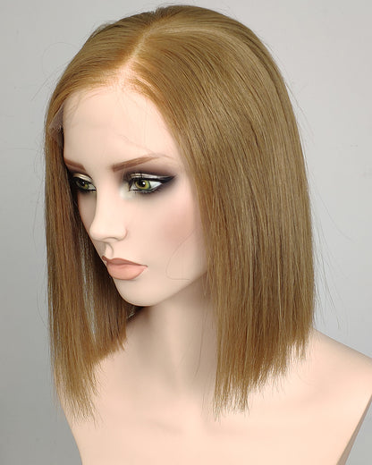 Clearance | 14 Inches Human Hair Bob Swiss Lace Closure Wig - RT-2275