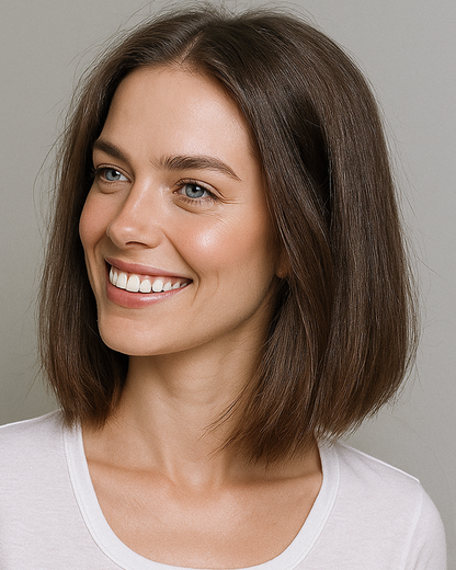 Ingrid | 14" Dark Brown Straight Bob Glueless Lace Closure Wig - WS020