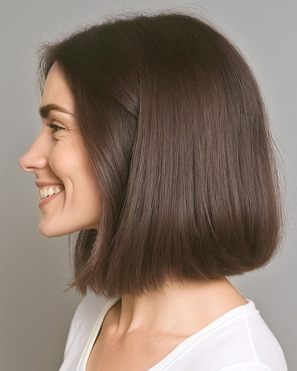 Ingrid | 14" Dark Brown Straight Bob Glueless Lace Closure Wig - WS020