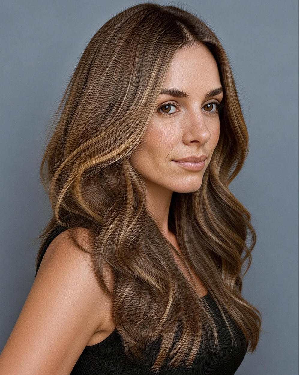 Helene | 22" Dark Brown with Honey Blonde Highlights Wavy Glueless Swiss Lace Closure Wig - WW052