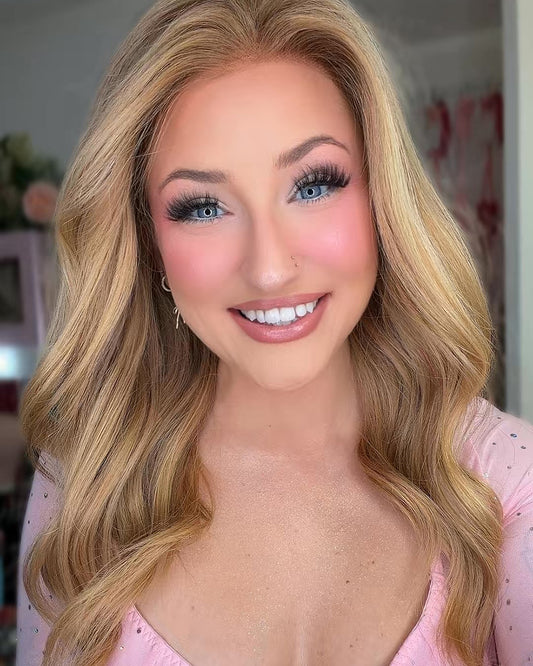 Sophie | 24" Golden Blonde Loose Wave Human Hair Swiss Lace Front Wig - WW017