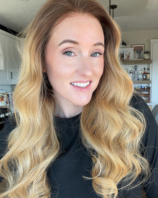 Paige | 22" Honey Blonde with Dark Roots Loose Wave Glueless Swiss Lace Closure Wig - WW037