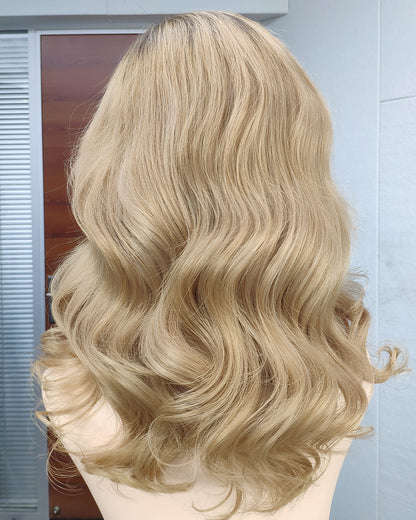 Noelle | 16" Golden Blonde Loose Wave Glueless Swiss Lace Closure Wig - WW031