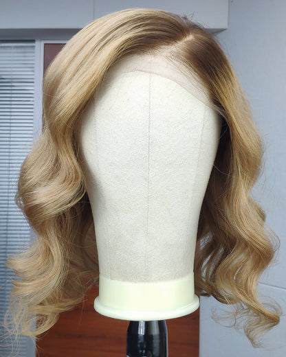 Noelle | 16" Golden Blonde Loose Wave Glueless Swiss Lace Closure Wig - WW031