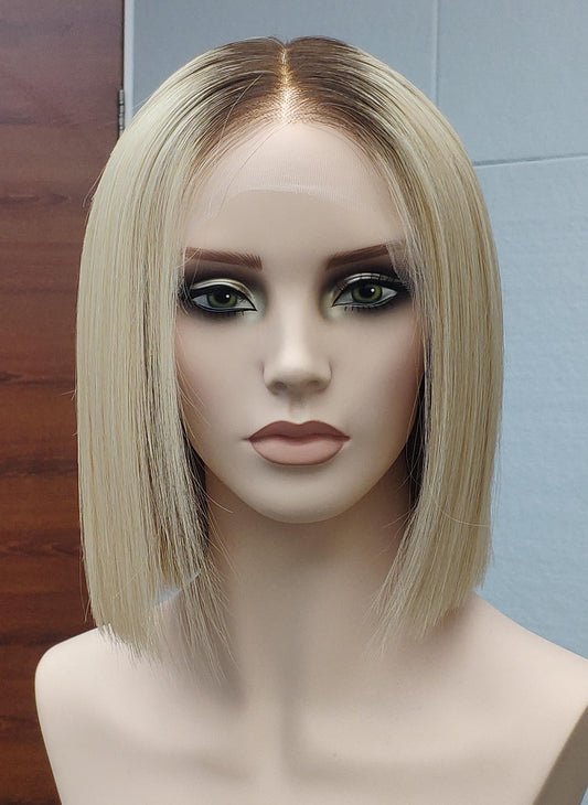 Maren | 12" Blonde Bob Human Hair Swiss Lace Front Wig - WS019