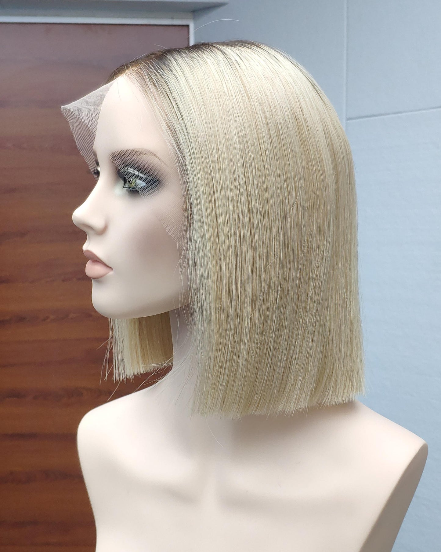 Maren | 10" Blonde Bob Human Hair Swiss Lace Front Wig - WS019