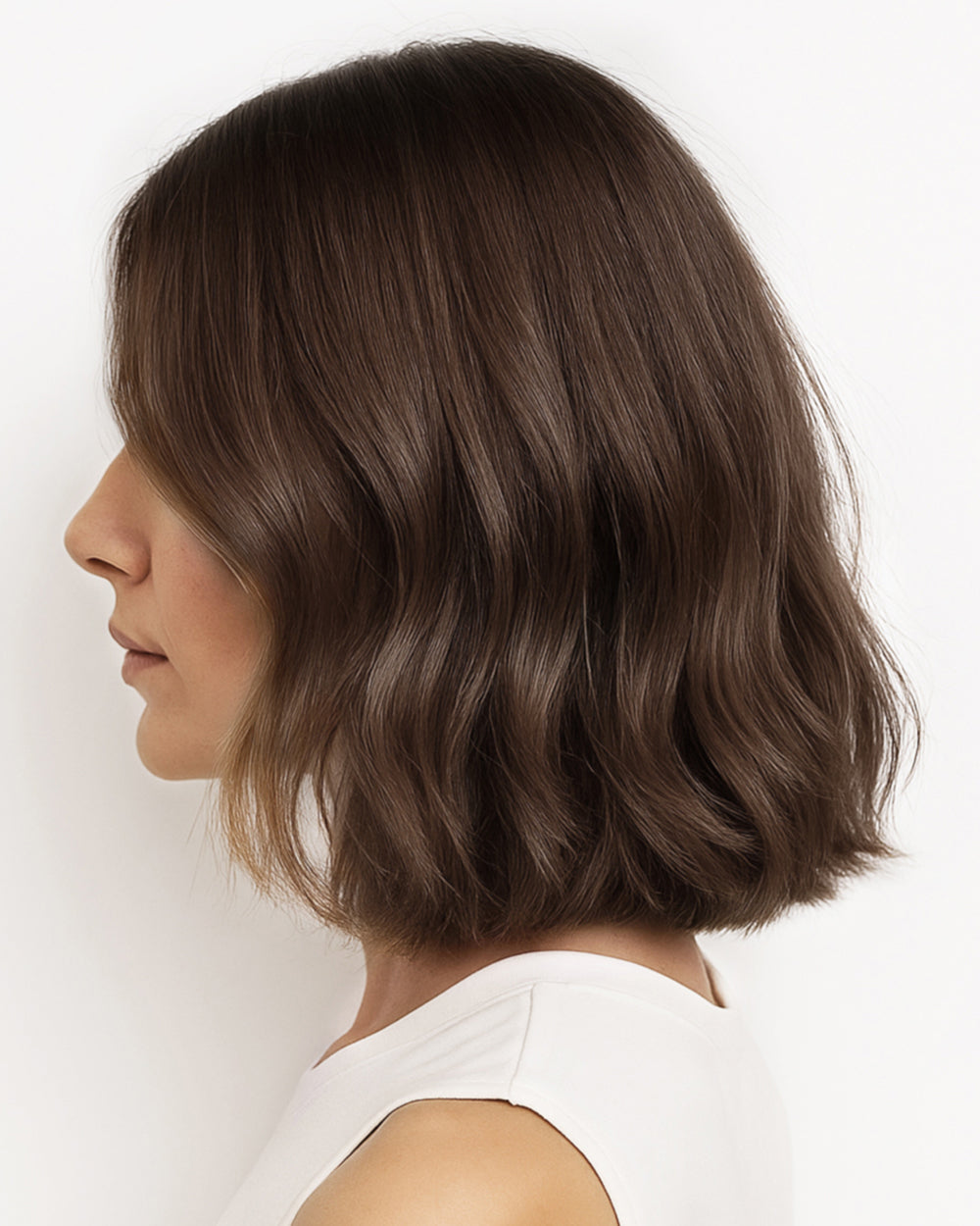 Lena | 14" Medium Brown Loose Wave Bob Glueless Swiss Lace Closure Wig - WW033