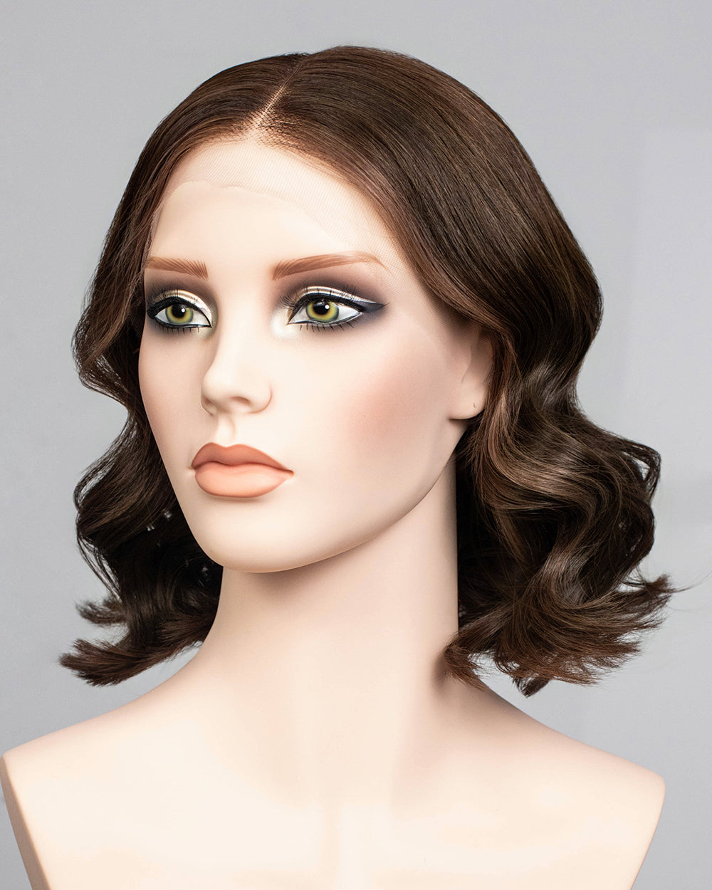 Lena | 14" Medium Brown Loose Wave Bob Glueless Swiss Lace Closure Wig - WW033