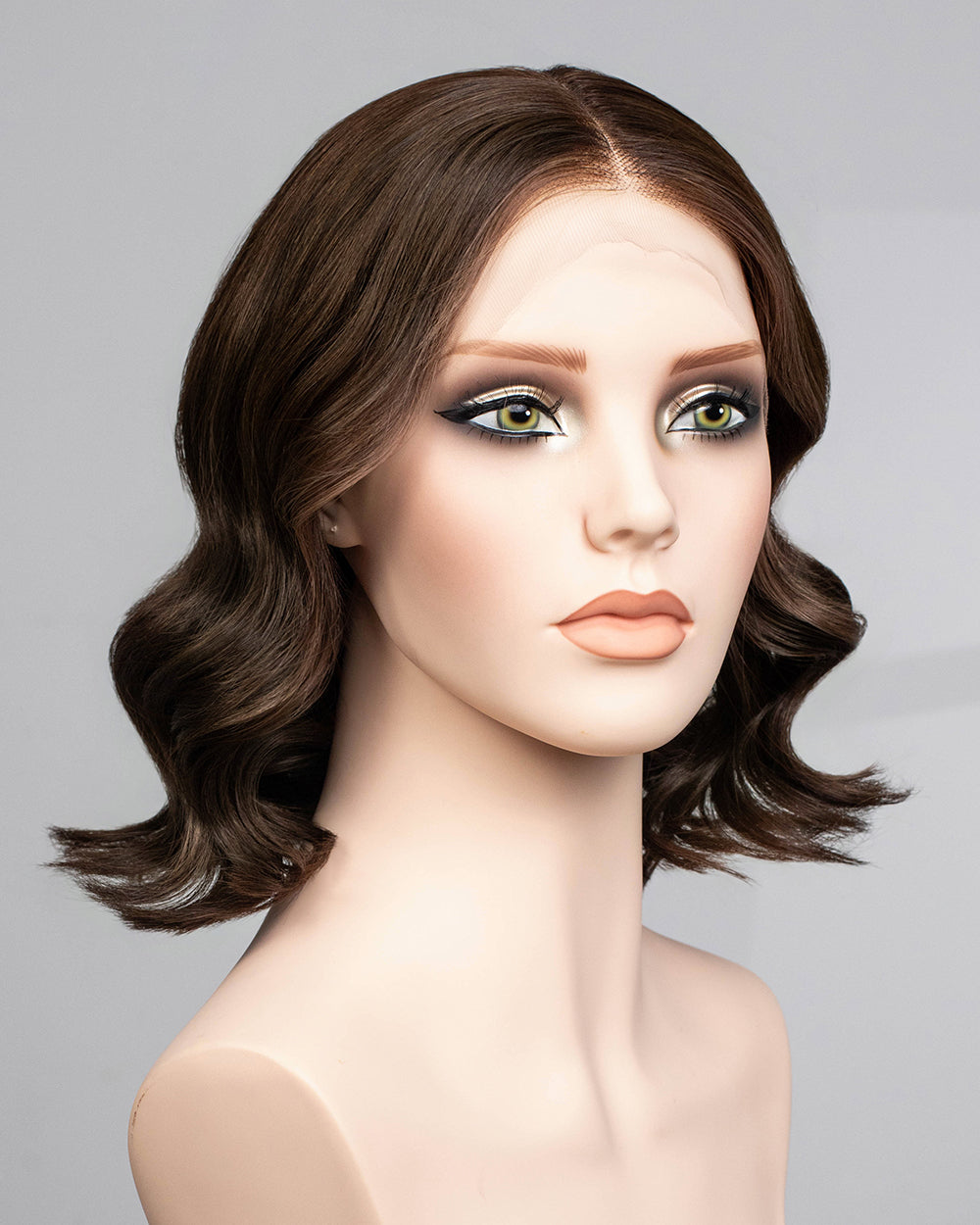 Lena | 14" Medium Brown Loose Wave Bob Glueless Swiss Lace Closure Wig - WW033