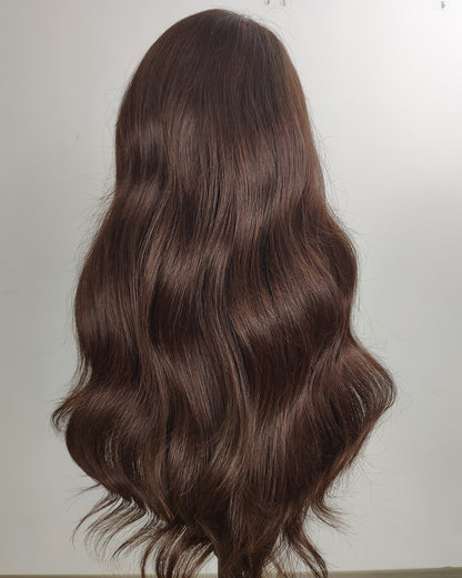 Clearance | 22 Inches Medium Dark Brown Human Hair Swiss Lace Front Wig - RTY-1471