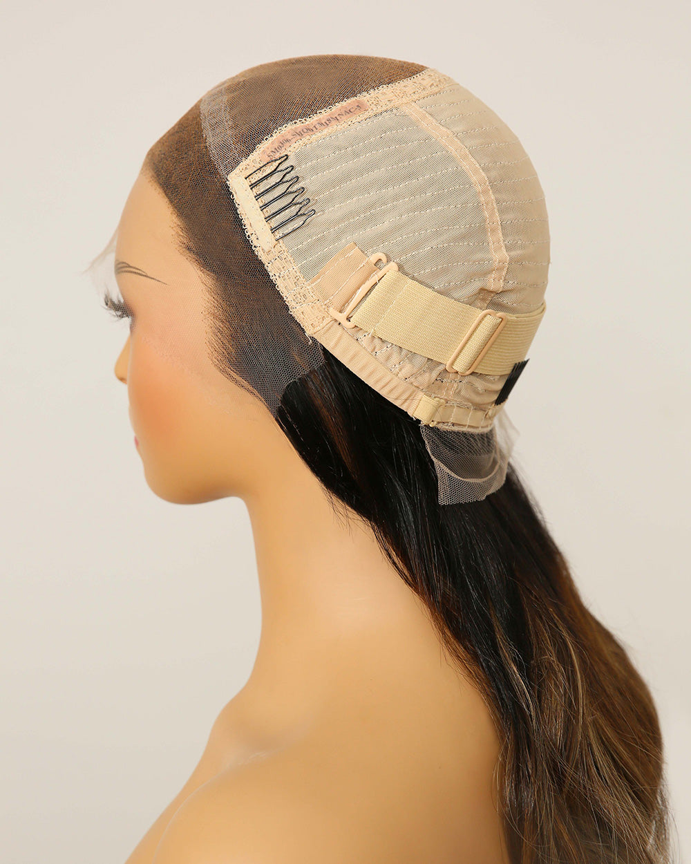 Clearance | 18 Inches Middle Part Wavy Curtain Bangs Dark Brunette Balayage Lace Front Wig - RTW-319