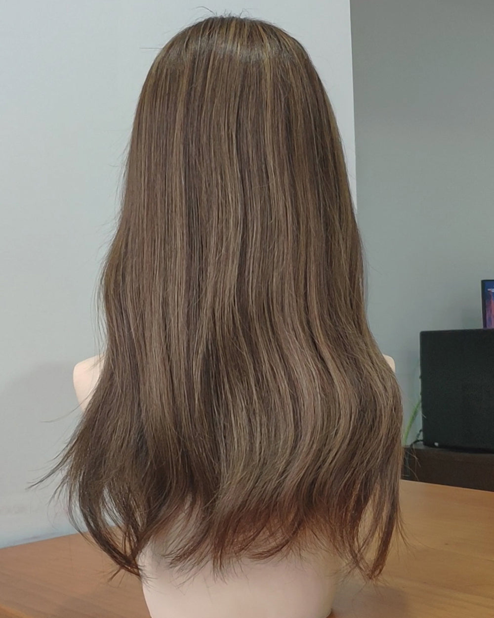 Rosalie | 20" Mushroom Brown with Beige Highlights Human Hair Lace Front Wig - WS030