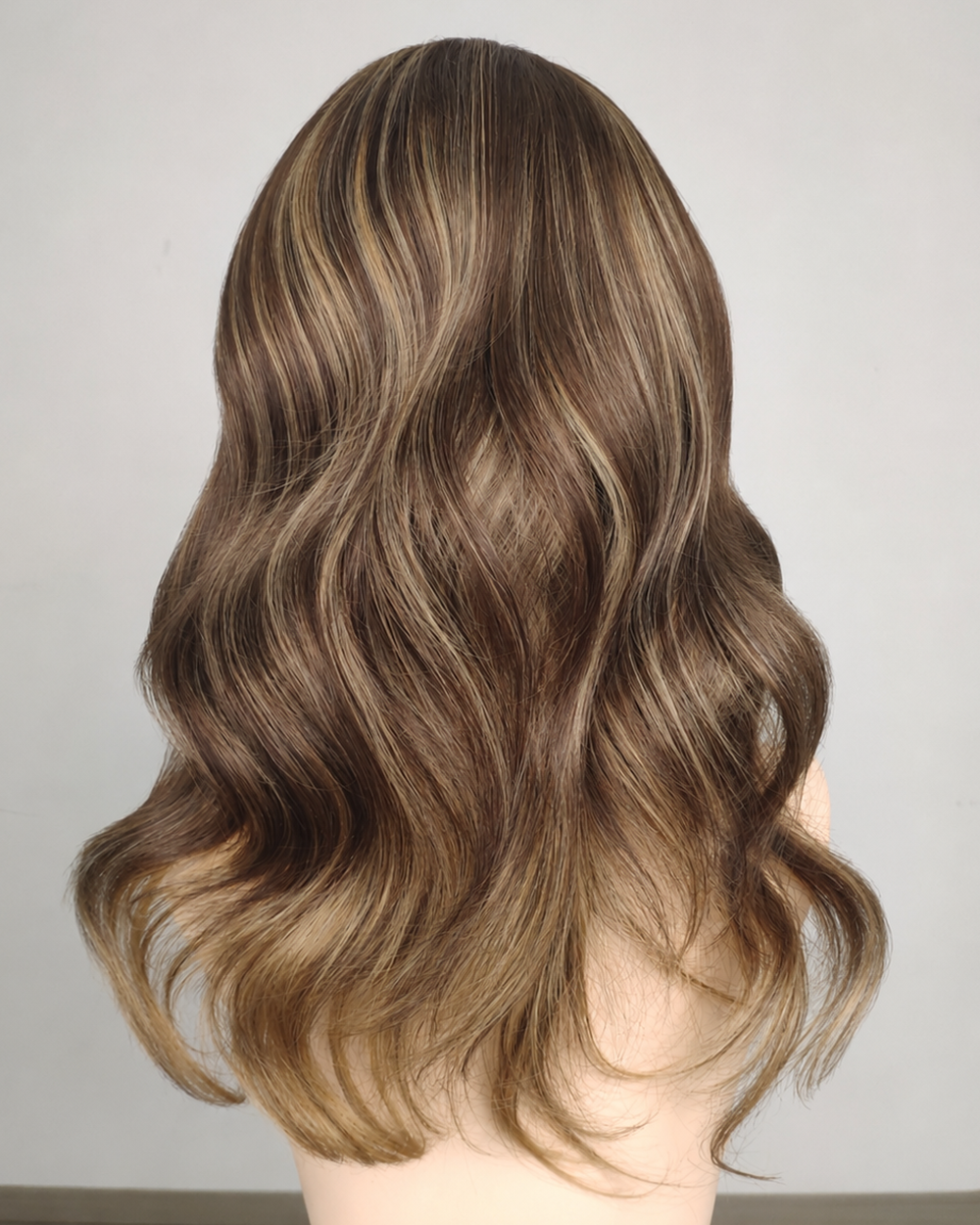 Clearance | 16 Inches Mushroom Brown with Beige Highlights Human Hair Swiss Lace Front Wig - RTWY-1958