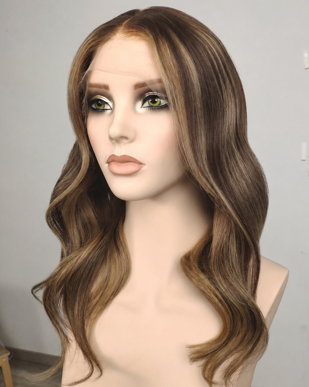 Clearance | 16 Inches Mushroom Brown with Beige Highlights Human Hair Swiss Lace Front Wig - RTWY-1958