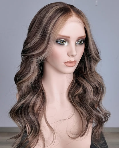 Nerina | Perruque Lace Closure Suisse Sans Colle Ondulée Lâche avec Raie Latérale de 20" - WW069