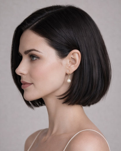 Eira | 12" Natural Black Bob Glueless Swiss Lace Closure Wig - WS024