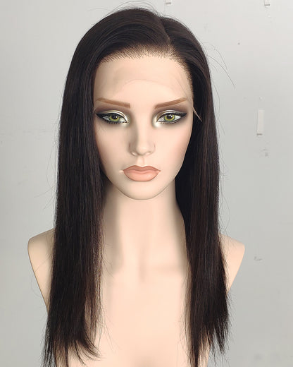 Clearance | 16 Inches Natural Black Human Hair Swiss Lace Front Wig - RT-2232