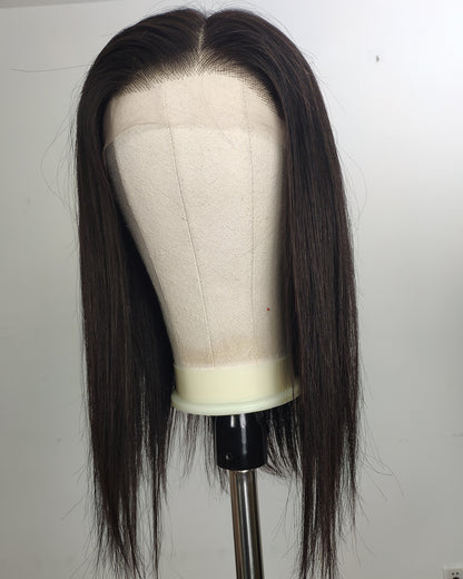 Clearance | 16 Inches Natural Black Human Hair Swiss Lace Front Wig - RT-2232