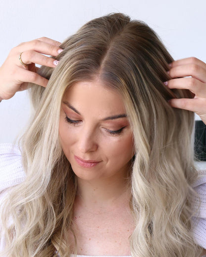 Iris | 24" Natural Ash Blonde Loose Waves Human Hair Lace Front Wig - WW075