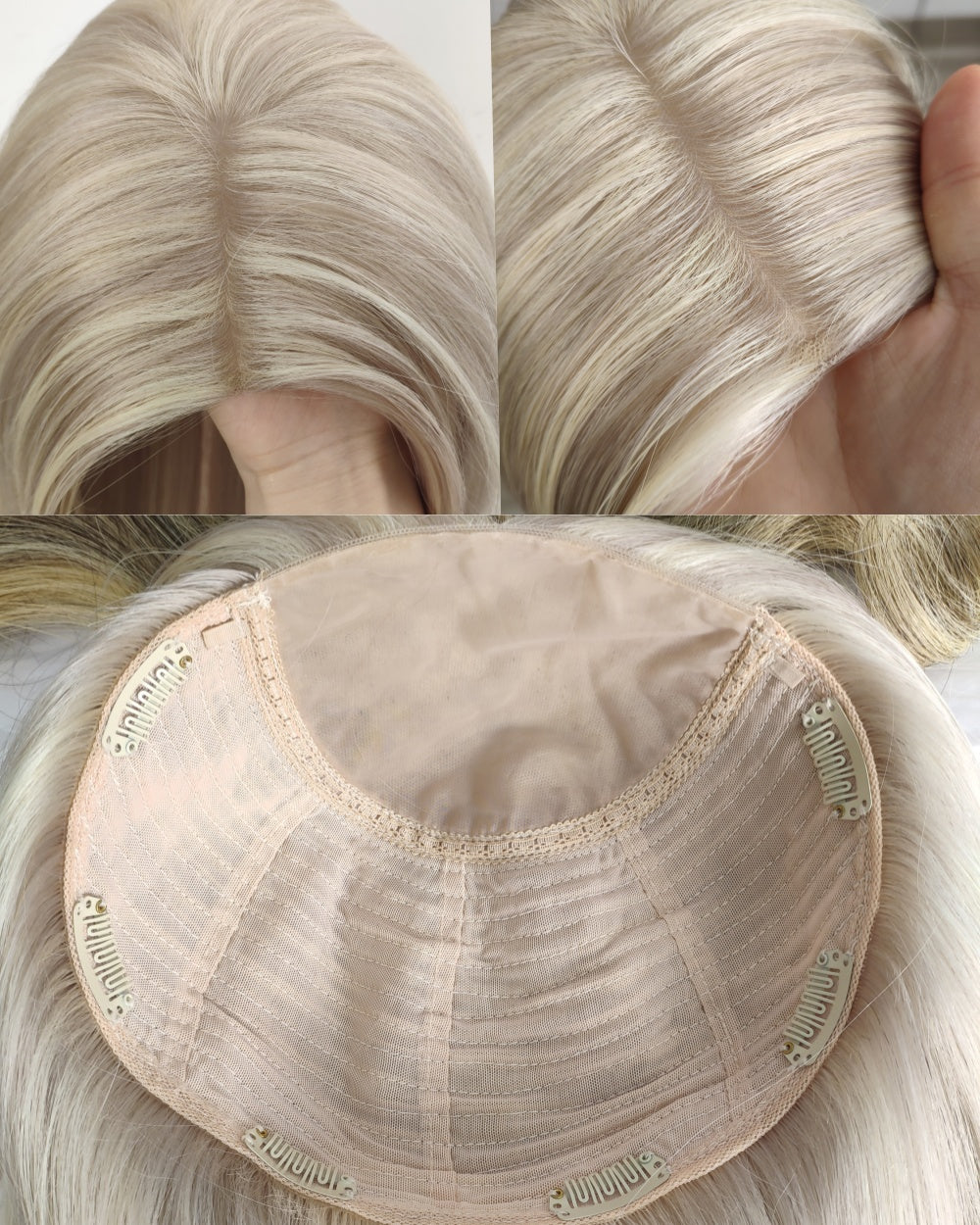 Clearance | 16 Inches Platinum Blonde 9x9 Silk Topper - RJ-30