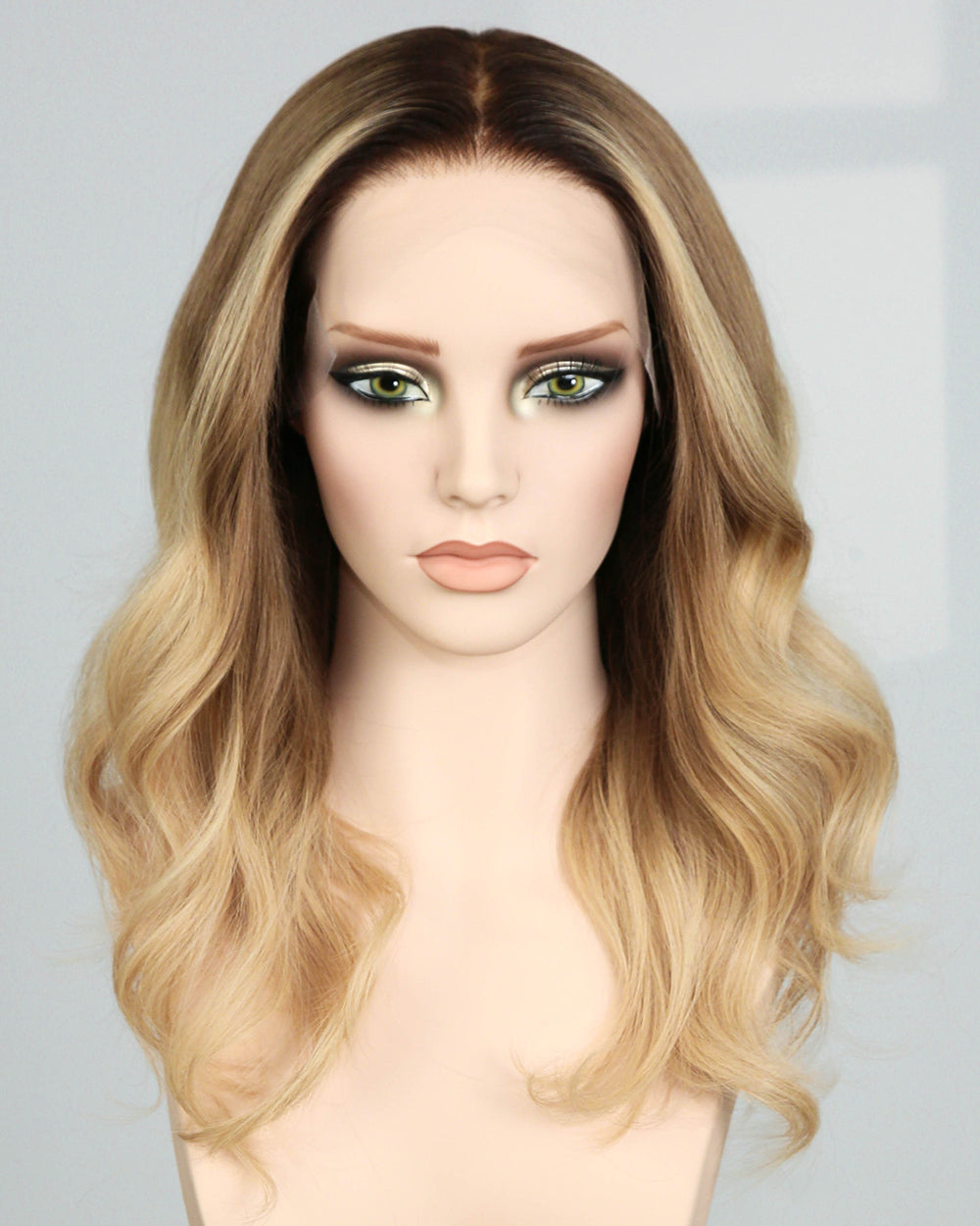 Carys | 18" Rooted Blonde Layered Loose Waves Fully Hand-tied Lace Wig Medical Cap - WW047