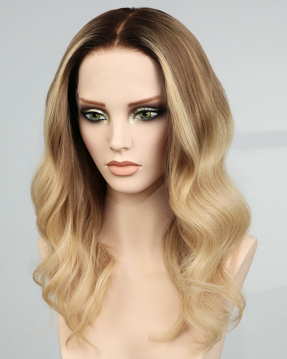Carys | 18" Rooted Blonde Layered Loose Waves Fully Hand-tied Lace Wig Medical Cap - WW047