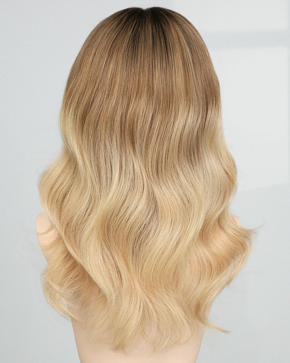 Carys | 18" Rooted Blonde Layered Loose Waves Fully Hand-tied Lace Wig Medical Cap - WW047