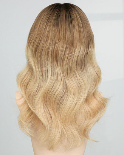 Carys | 18" Rooted Blonde Layered Loose Waves Fully Hand-tied Lace Wig Medical Cap - WW047