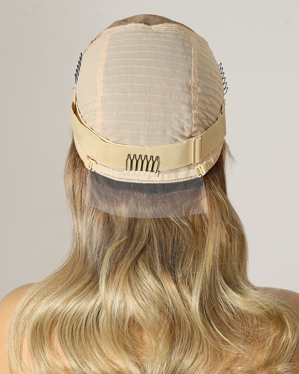 Clearance | 14 Inches Side Part Ash Blonde Balayage Wavy Human Hair Lace Front Wig - RTW-314