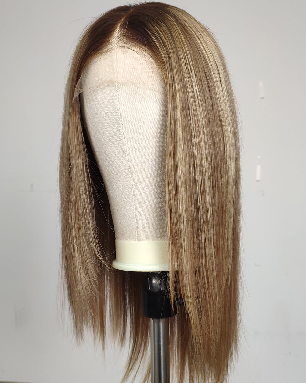 Ausverkauf | 22 Zoll Aschblond Lang Gewellt Echthaar Swiss Lace Closure Perücke - RT-2189