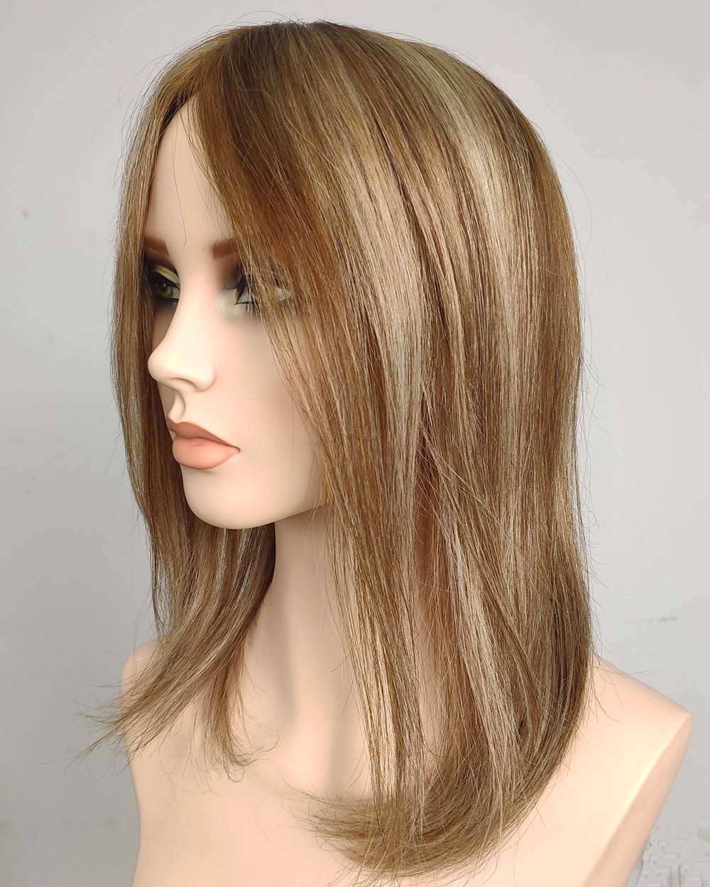 Elodie | 16" Ash Bronde 9"x9" Topper en Cheveux Naturels avec Base en Dentelle - TLW007