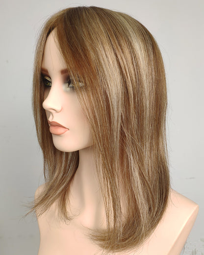 Elodie | 16" Ash Bronde 9"x9" Topper en Cheveux Naturels avec Base en Dentelle - TLW007
