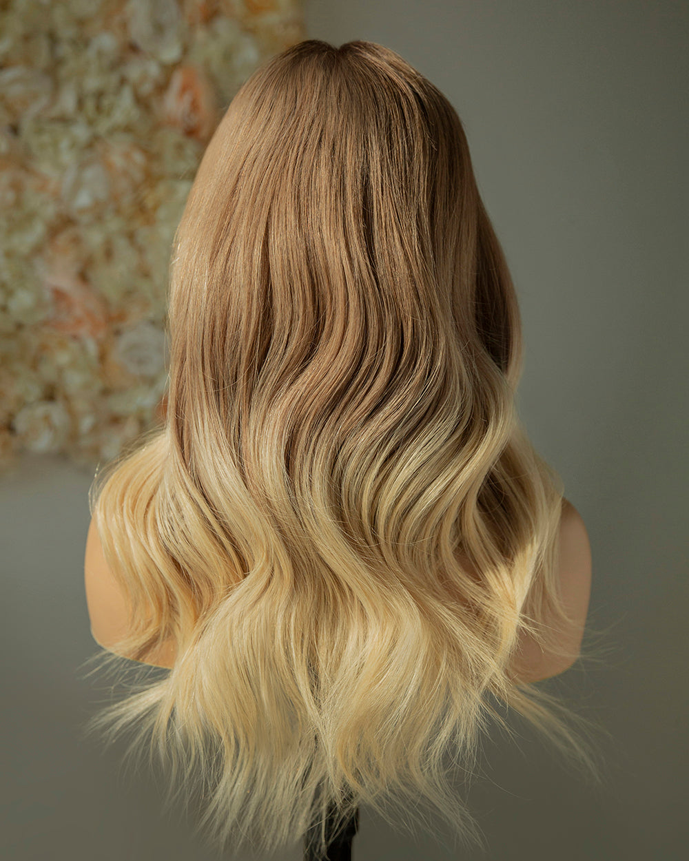 Valerie | 16" Blonde Ombre Wavy Human Hair Swiss Lace Closure Wig - WW014