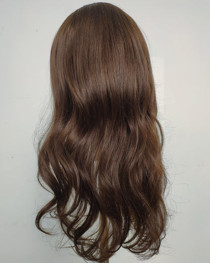 Eden | 60 cm warme kastanienbraune, gewellte, kleberlose Schweizer Lace Closure Perücke - WW054