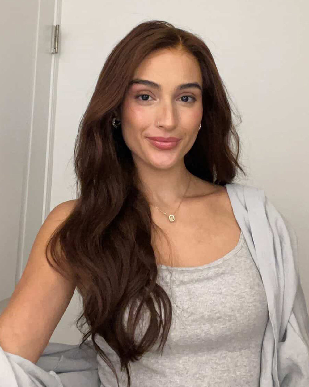 Eden | 24" Warm Chestnut Brown Wavy Glueless Swiss Lace Closure Wig - WW054